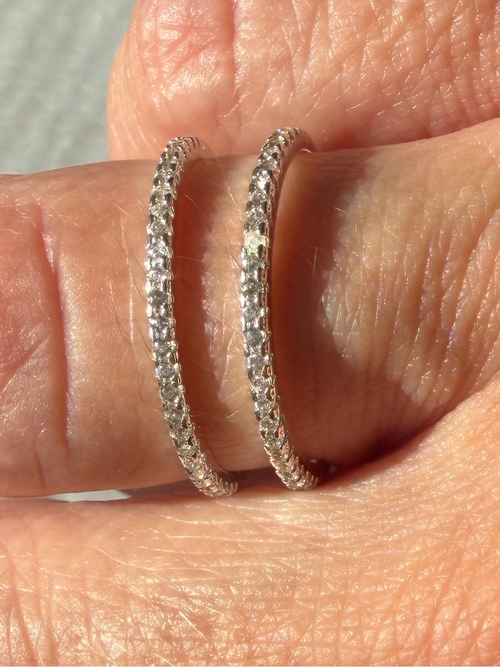 Double Row Pavé Crystal Silver Band Ring - Women